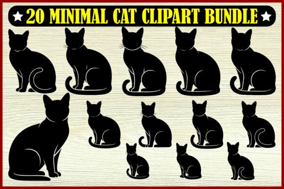 20 Minimal Cat Clipart SVG Bundle