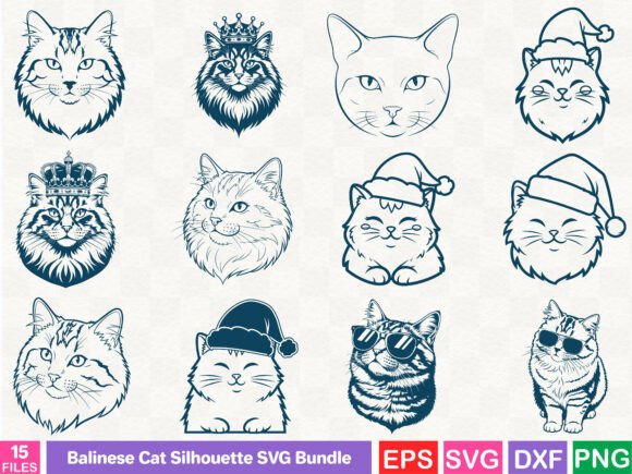 Balinese Cat Silhouette SVG Bundle