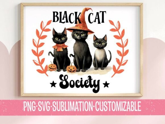 Black Cat Society SVG PNG Halloween Desi