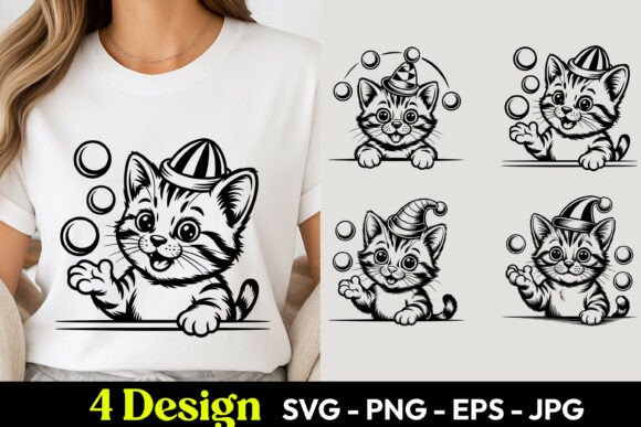 Bubble Kitten Cartoon SVG PNG