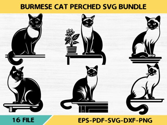 Burmese Cat Perched SVG Bundle