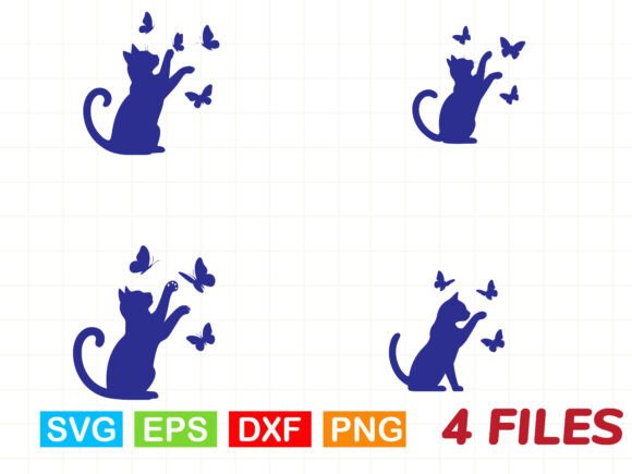 Cat Butterfly SVG Silhouette