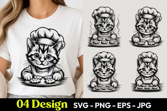 Chef Kitten Cartoon SVG PNG