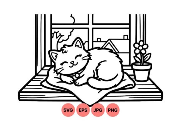 Cozy Cat Window SVG Design
