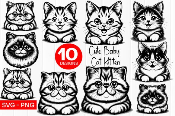 Cute Baby Kitten Clipart SVG PNG