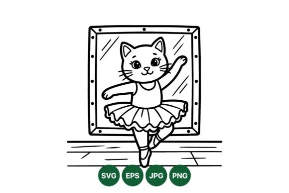 Cute Ballerina Cat SVG Design