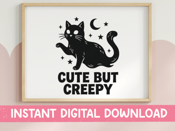 Cute but Creepy Cat Moon SVG PNG