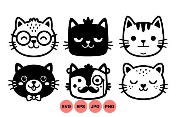 Cute Cat Face SVG Collection
