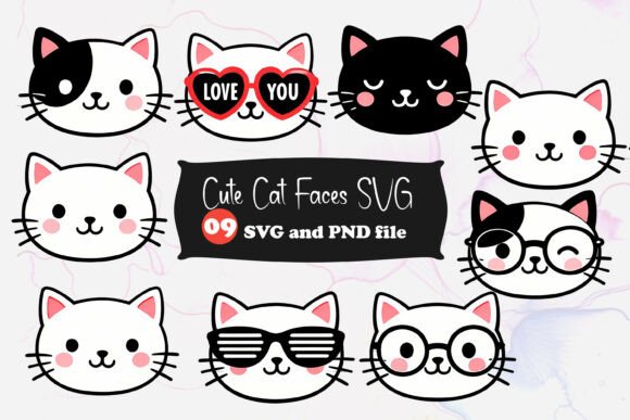 Cute Cat Faces SVG