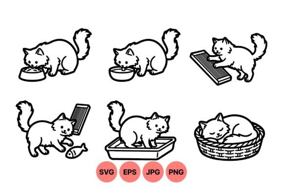 Cute Cat Life SVG Clipart