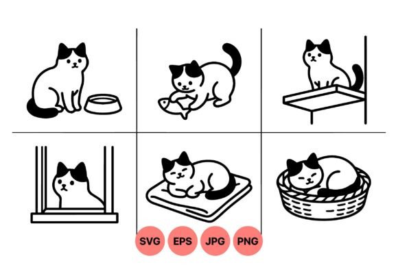 Cute Cat Life SVG Icons