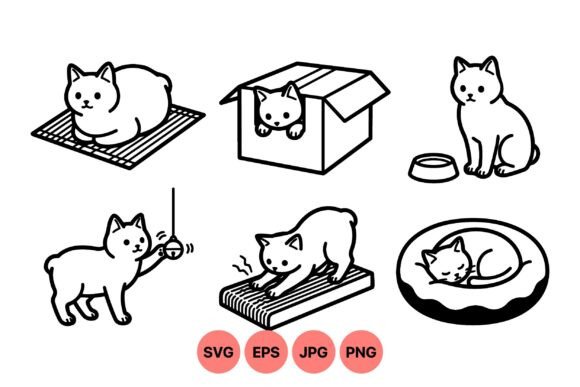 Cute Cat Lineart SVG Collection