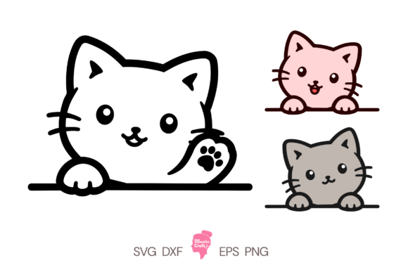 Cute Cat Peeking SVG Bundle Kawaii A2