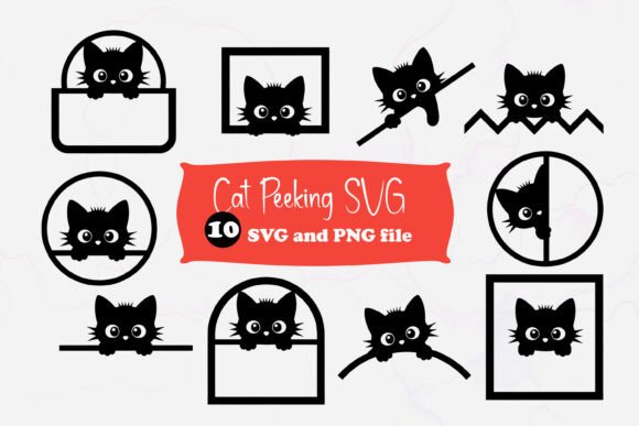 Cute Cat Peeking SVG Silhouette