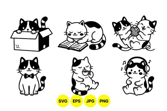 Cute Cat Playful SVG Clipart