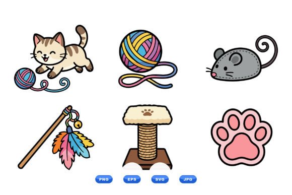 Cute Cat Playtime SVG Clipart