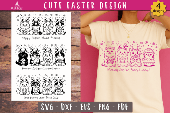 Cute Easter Cat SVG Design Funny Kitten