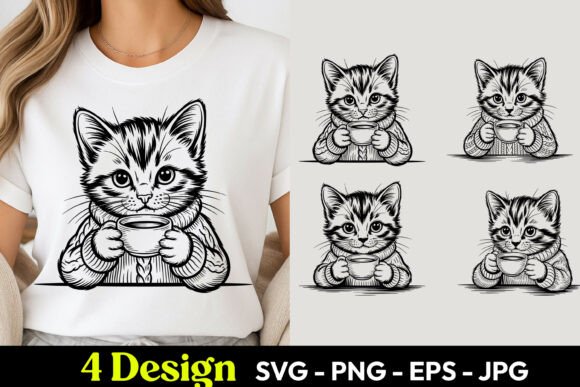 Cute Reading Kitten SVG PNG