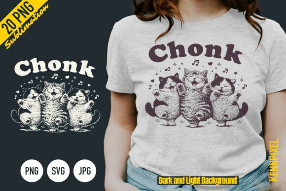 Funny Chonk Cat Dancing SVG PNG