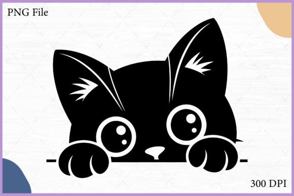Funny Peeking Black Cat Silhouette SVG