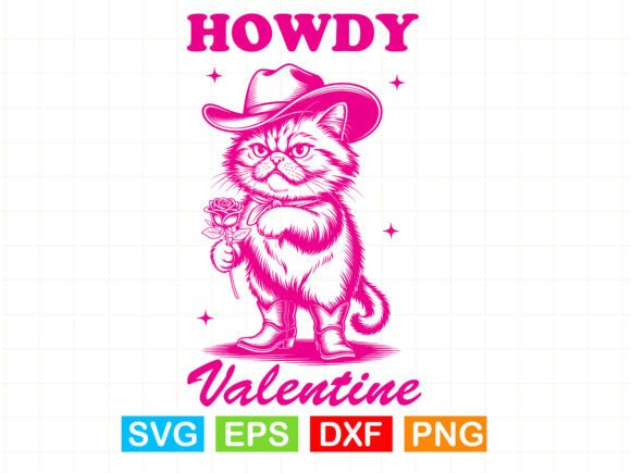 Howdy Valentine Funny Cowboy Cat SVG