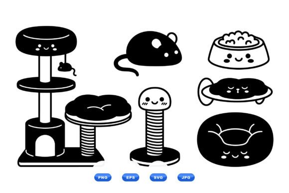 Kawaii Cat Accessories SVG