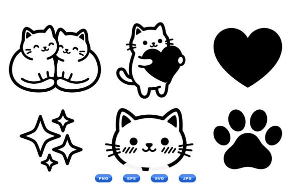 Kawaii Cat SVG Icon Set