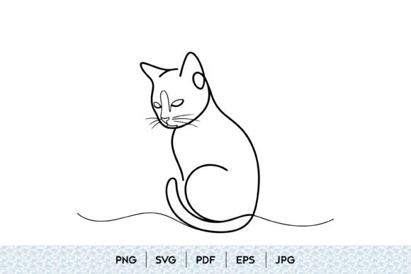 Minimalist Sitting Cat Continuous Line A