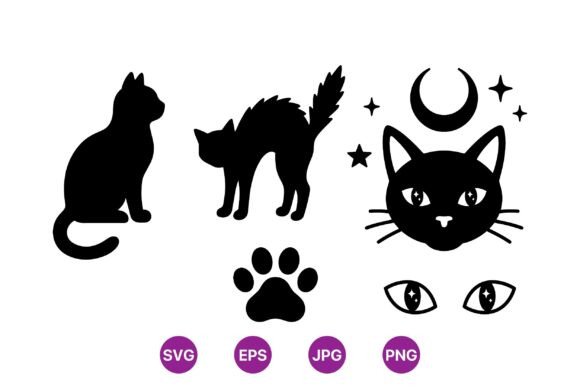 Mystic Black Cat Silhouette SVG