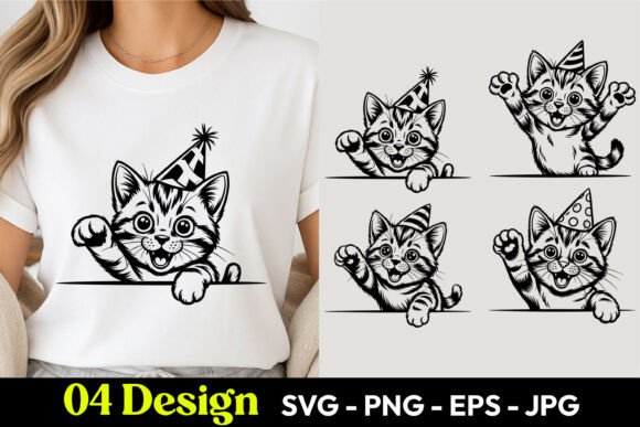 Party Kitten Cartoon SVG PNG