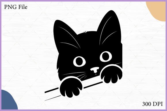 Peeking Cat Silhouette SVG Clipart PNG