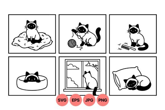 Playful Cat Silhouettes SVG Set