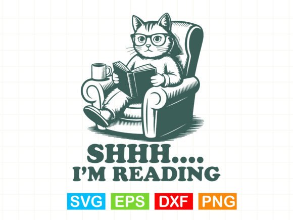 Shhh I’m Reading Cat SVG, Book Lover Svg