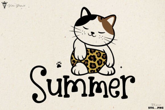 Summer Cat Leopard Print SVG PNG
