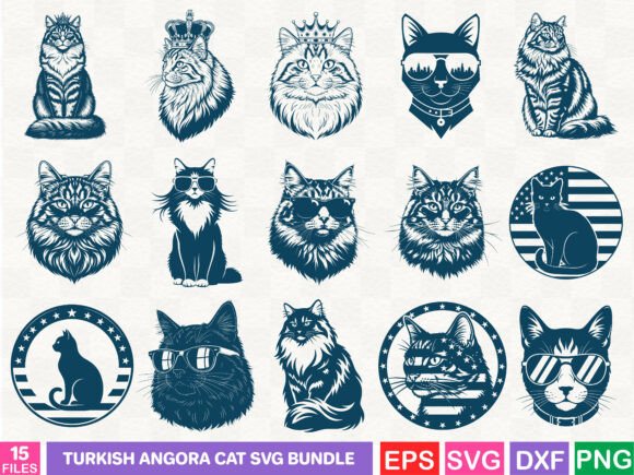 Turkish Angora Cat SVG Bundle