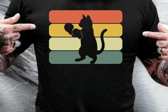 Vintage Boxing Cat SVG T-shirt Design