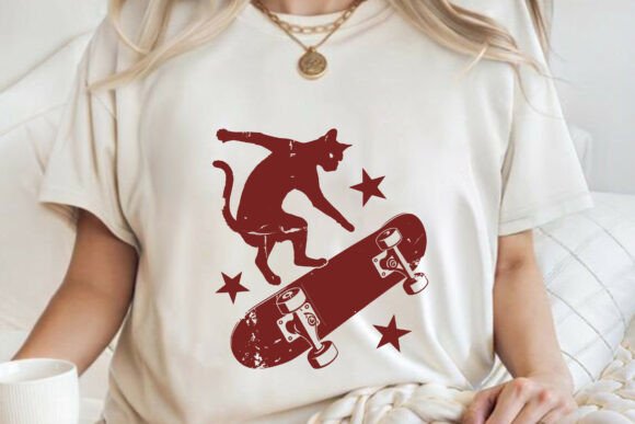Vintage Skateboard Cat Y2K Shirt SVG PNG