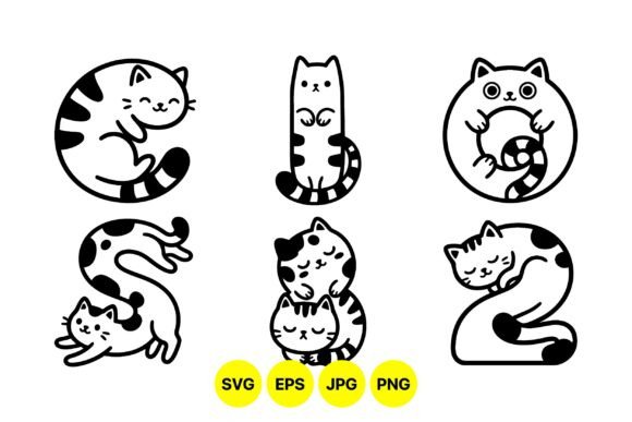 Whimsical Cat Number SVG Art